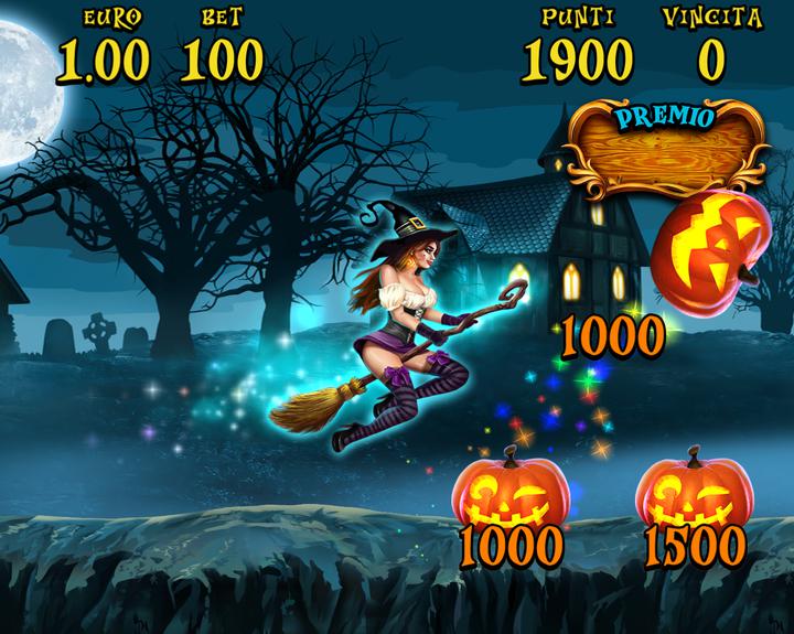 012.Halloween Pumpkins - flying witch bonus