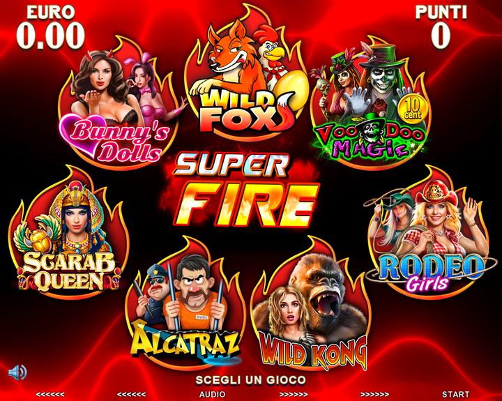 Super Fire – game selection screen